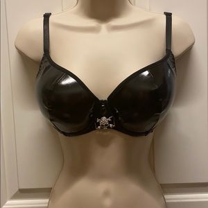 Black Vinyl Bra with skull charm.